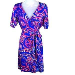 CLEAN!! LILLY PULITZER, Arina  Floral Wrap Dress. Size M